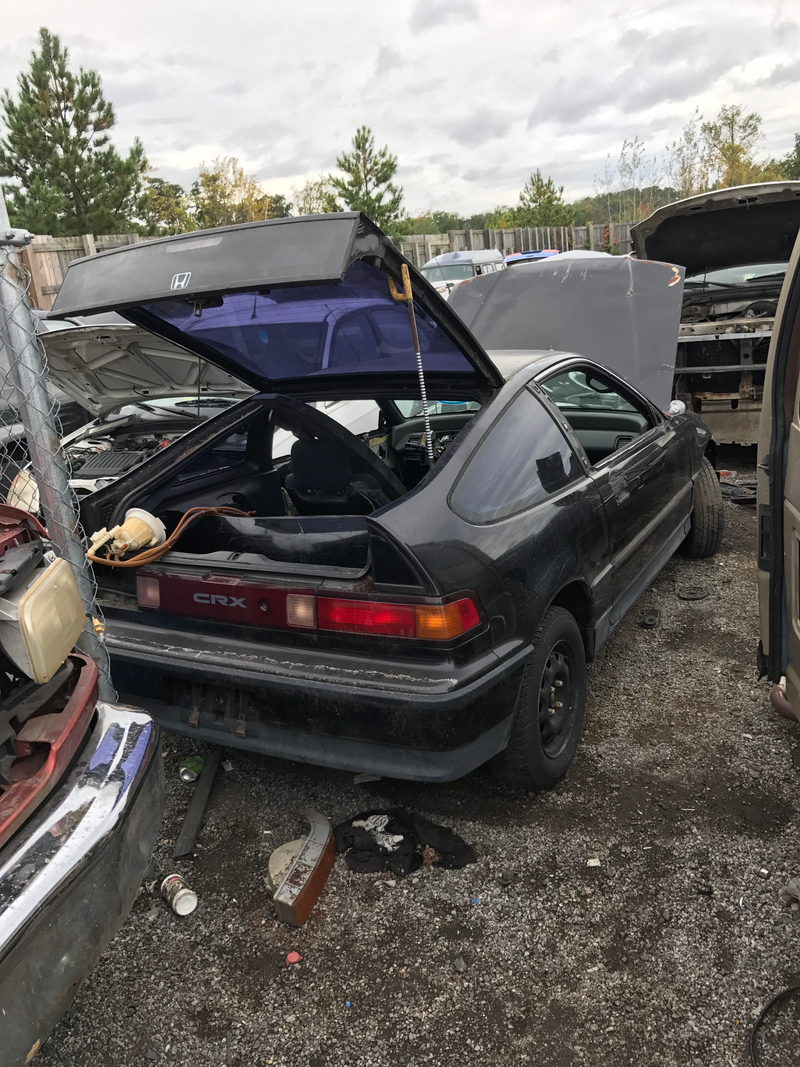 Honda CRX. Almost completely gutted on the interior.